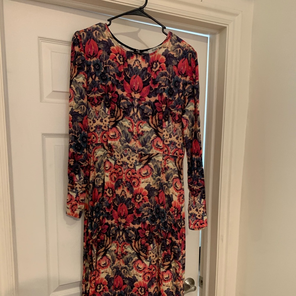 Anthropologie black and red floral dress